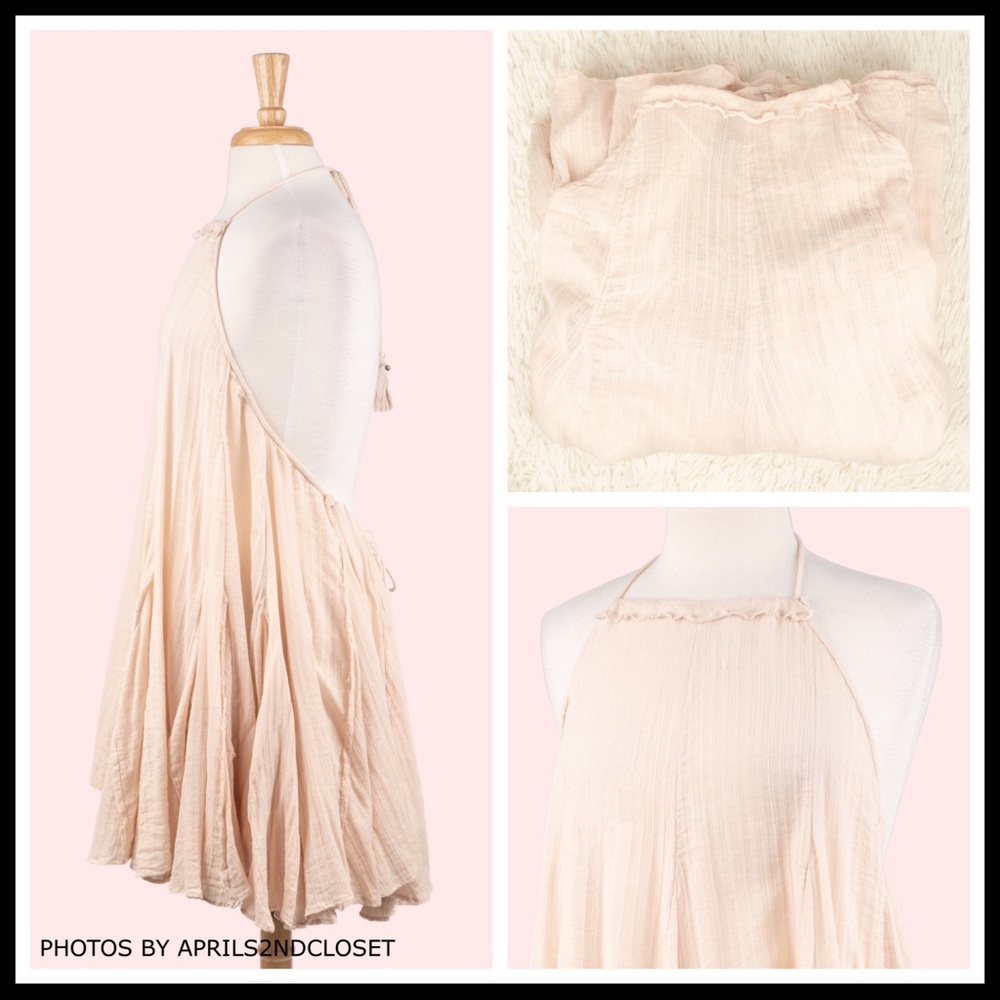 FREE PEOPLE BOHO FLOWY MINI HALTER SLIP DRESS A2C - Picture 10 of 16